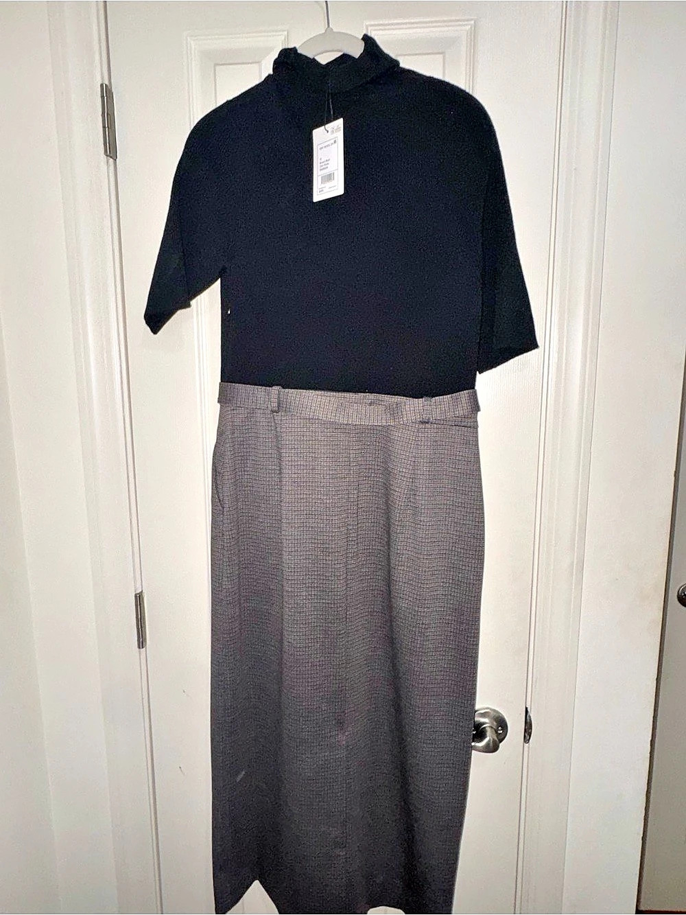 Theory Knit Pencil Dress Plaid Midi Dress Size 10 NWT
